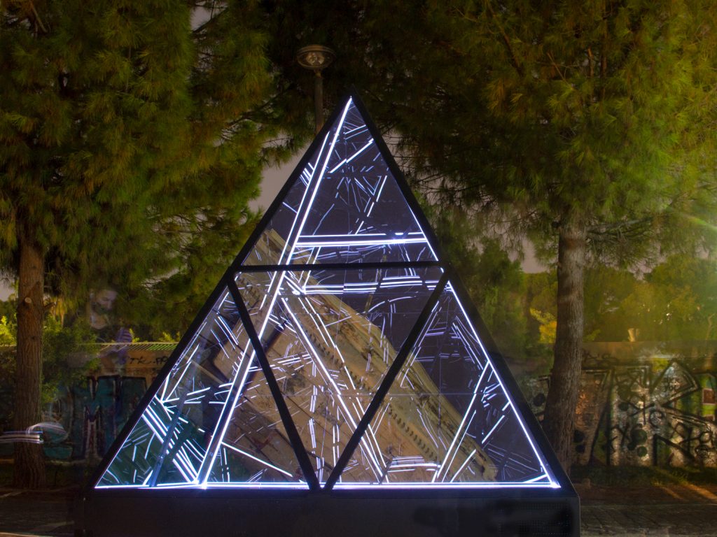 An interactive light and sound sculpture that through the constant reflection of light, explores the concept of infinity.